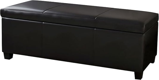 BELLEZE Storage Faux Leather Ottoman, 47 Inch Bench Bedroom Bench by BELLEZE