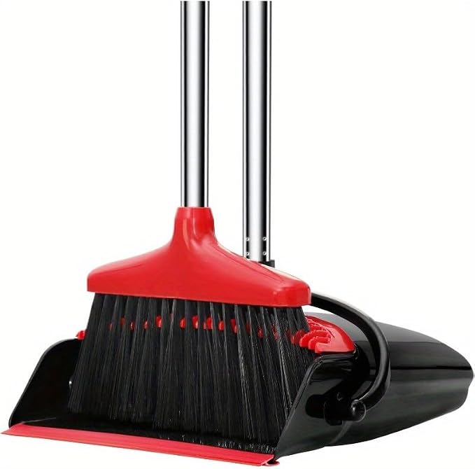 Broom and Dustpan Set, 43-in Long Adjustable Handle Broom Dustpan Combo by JIUNENG
