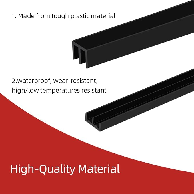 Sliding Door Track, Fit 1/4" Thick Panels, U Channel Rubber - Image 5