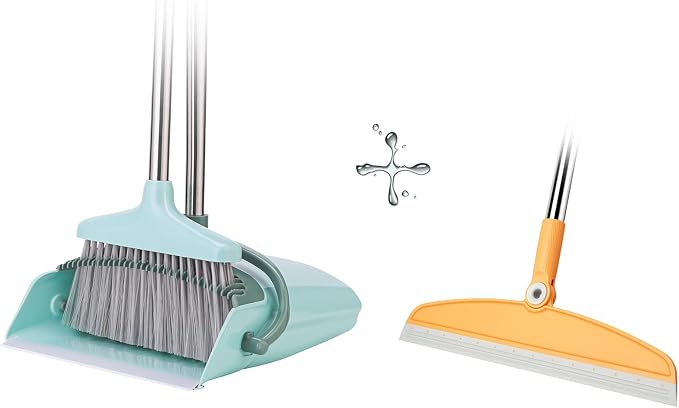 XXFLOWER Broom and Dustpan Set+Silicone Air Broom, Concrete Floor by XXXFLOWER