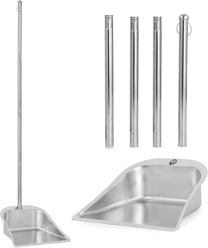Heavy Duty Dustpan with Long Handle, VOOWO 43" Stainless Steel Dust Pan by VOOWO