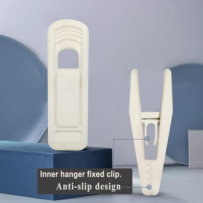 Beige Velvet Hangers, Non-Slip Velvet Clips - Image 4