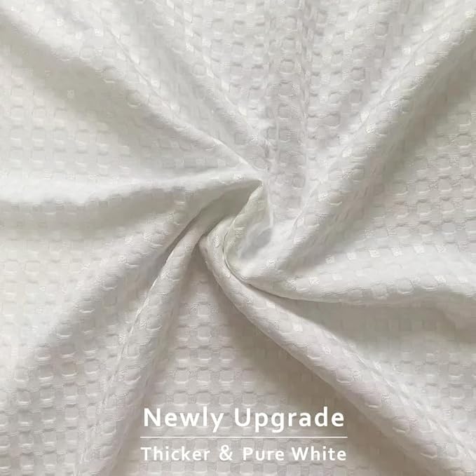 MIYE Pleated Waffle Weave Bed Skirt, Tailored Dust Ruffle 18 Inch Drop Easy Fit, Machine Washable (White, Twin - 18" Drop)