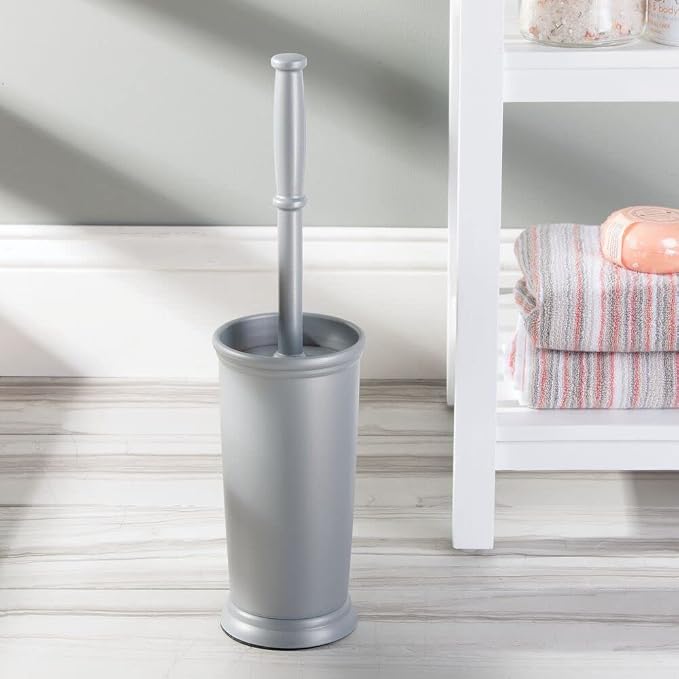 mDesign Compact Freestanding Plastic Toilet Bowl Brush and Holder - Image 2