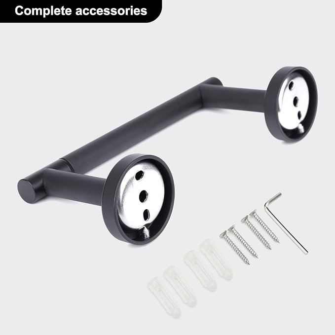 Matte Black Toilet Paper Holder Set, Stainless Steel Towel Ring, Double Post - Image 6