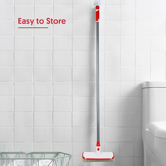 Floor Scrubber with Long Handle, 2 in 1 Scrubbing Brush Stiff Bristle Shower - Image 5