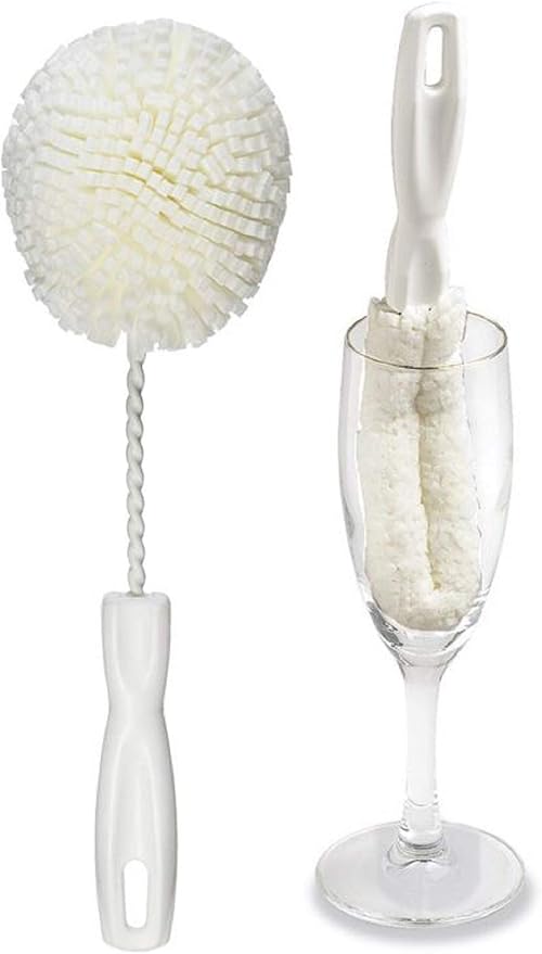 Set of 2 Crystal Stemware & Goblet Glass Cleaning Brush Kit by THEFRYOILSAVERCOMPANY