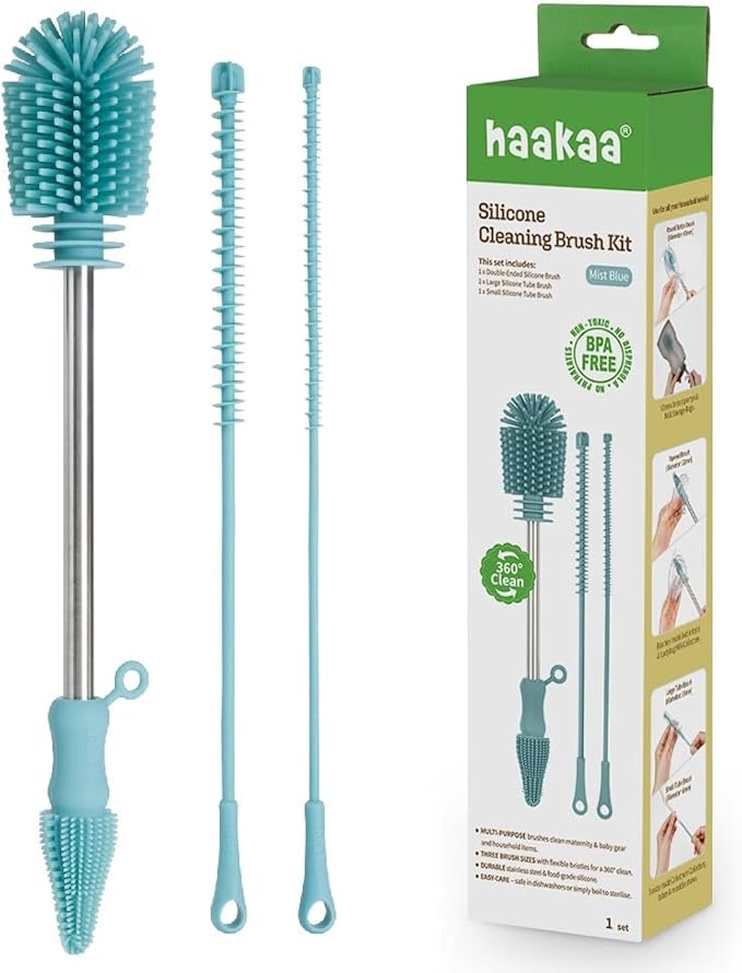 Haakaa Silicone Cleaning Brush Kit – Household Cleaning Brushes by haakaa