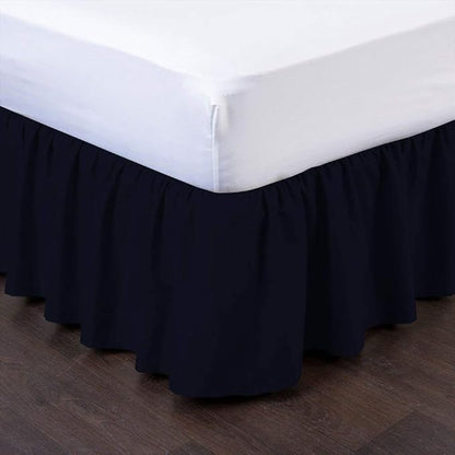 Bed Skirt - Ruffled Bed Skirt (Olympic Queen, Navy Blue) 12 Inch Drop Dust Ruffle with Platform, 100% Cotton 800 Thread Count Fabric - Dust Ruffle Bedskirt for Easy Fitting and Easy Care