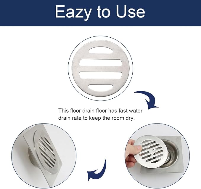 uxcell Shower Drain Hair Catcher, 3.7 inch Stainless Steel Round Floor Drain - Image 6