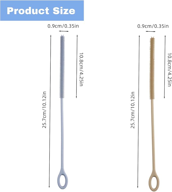 4Pcs Reusable Silicone Straw Cleaner Brush Extra Long, Soft Bendable, Non-Slip - Image 2
