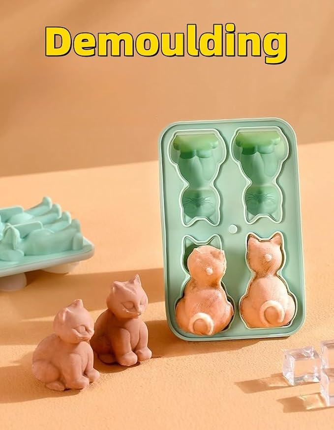 Cute 3D Cat Silicone Ice Cube Tray Mold Cartoon Animal Ice Box BPA-Free - Image 9