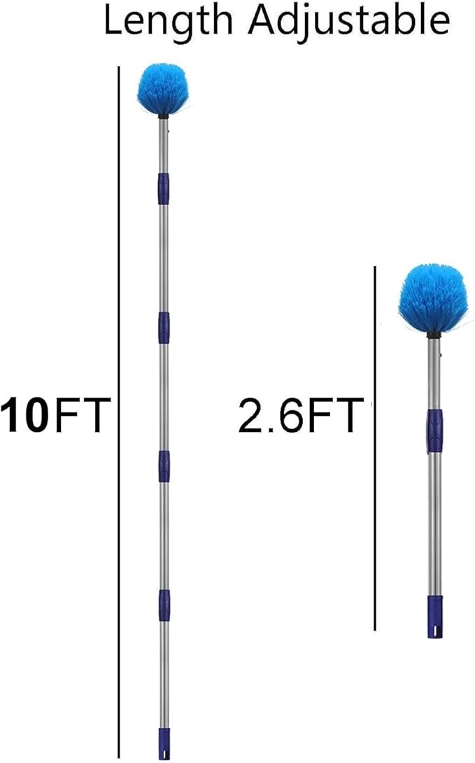 Cobweb Duster with Pole, 10ft Stainless Steel Pole Cobweb Brush with - Image 4