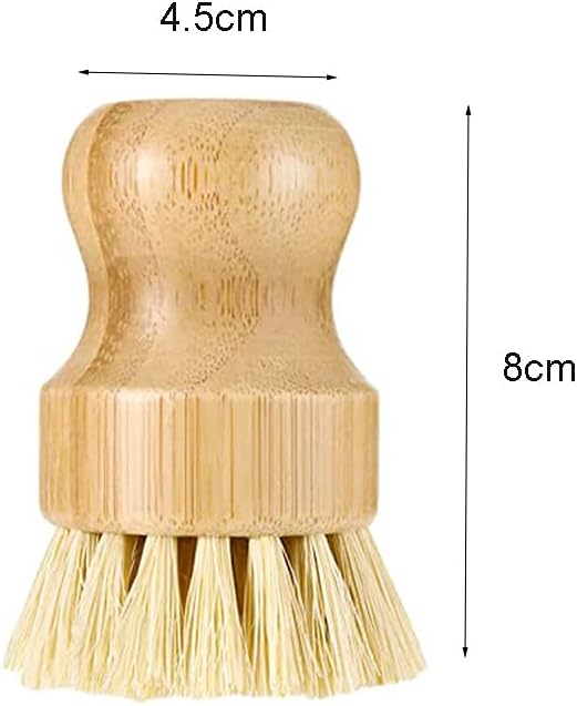 2 Pcs Palm Pot Brush, Bamboo Dish Brush Natural Scrub Brush Coconut Bristles - Image 2