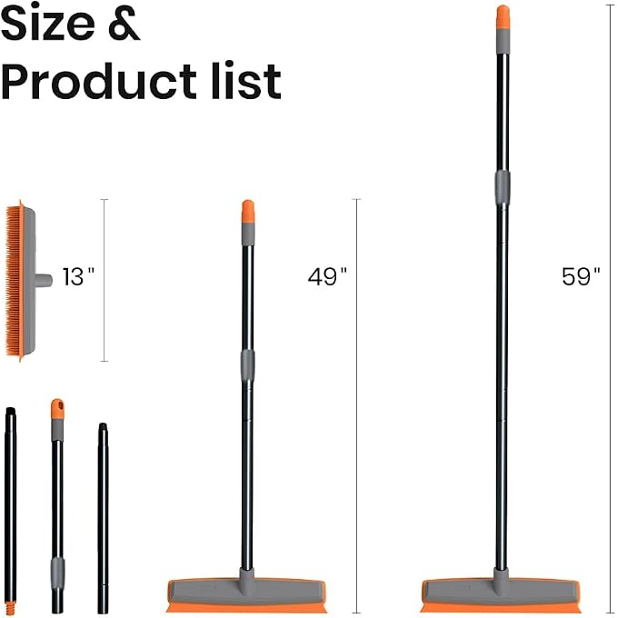 TreeLen Rubber Broom Carpet Rake Pet Hair Remover Broom - Image 7