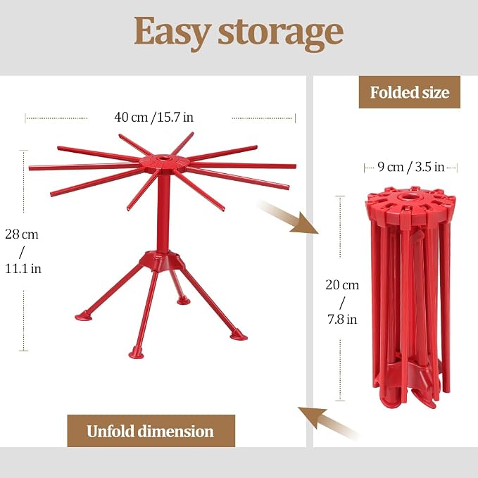 Ourokhome Collapsible Pasta Drying Rack, Plastic Foldable Homemade Fresh - Image 2
