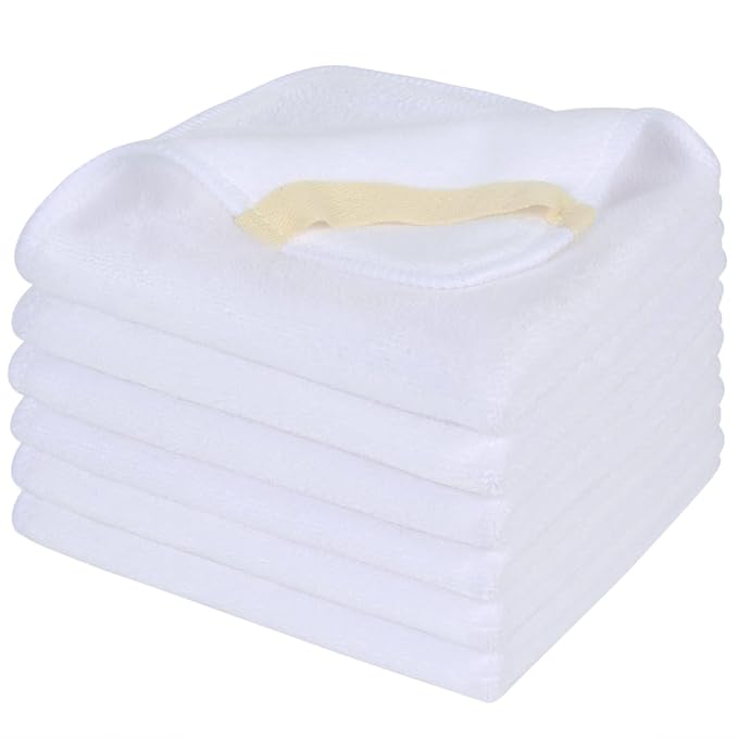SINLAND Microfiber Facial Cloths Fast Drying Washcloth 12inch x 12inch White 6 by SINLAND