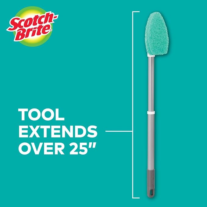 Scotch-Brite Extendable Tub & Tile Scrubber Kit, Includes 1 Handle and 3 - Image 4