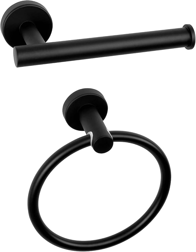 NearMoon 2 Pieces Bathroom Hardware Accessories, Towel Ring and Toilet Paper by NearMoon