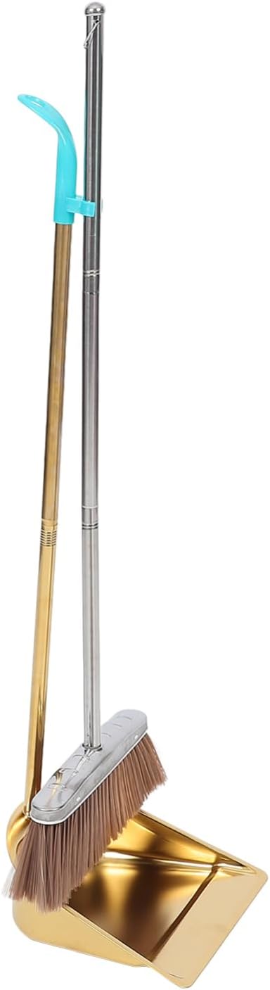 ABOOFAN Heavy Duty Gold Stainless Steel Dustpan and Broom Set by ABOOFAN