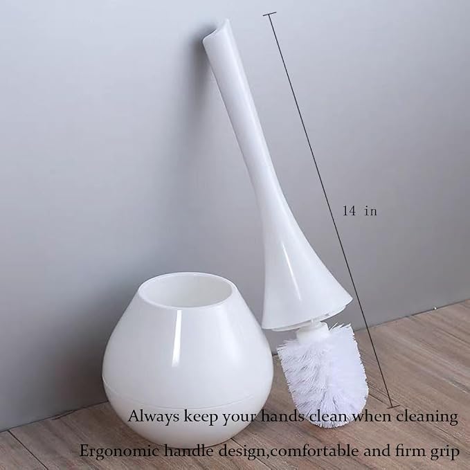 White Bathroom Decor Toilet Brush and Holder Set, Modern Toilet Bowl Brush - Image 4