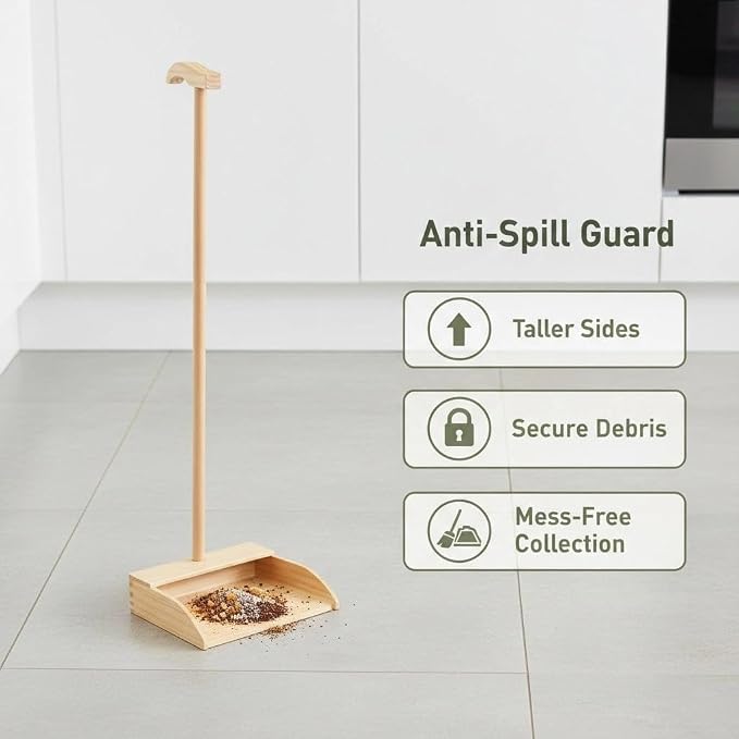 Wooden Dustpan – Long Handle Standing Dust Pan - Image 4