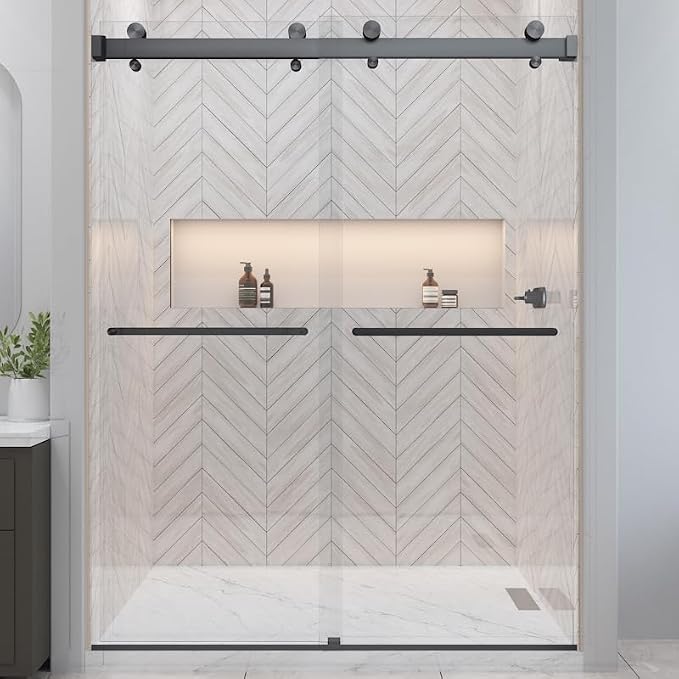 Twinglide VITRA-200 Frameless Shower Door 56.5-59" Width x 78" Height by EurotechShowers