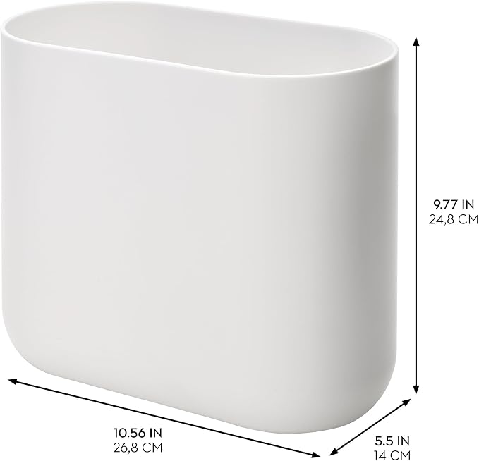 iDesign Slim Oval Plastic Waste Basket The Cade Collection, 10.56” x 5.5” x - Image 2