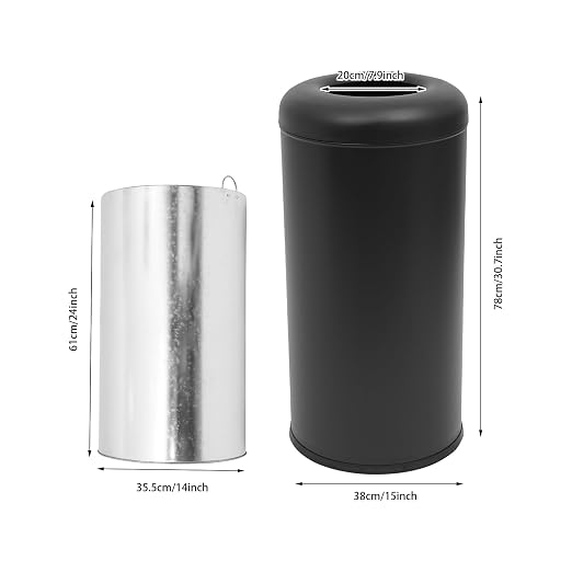 58.6 Liter / 15.48 Gallon Commercial Open Top Trash Can White Stainless Steel - Image 3