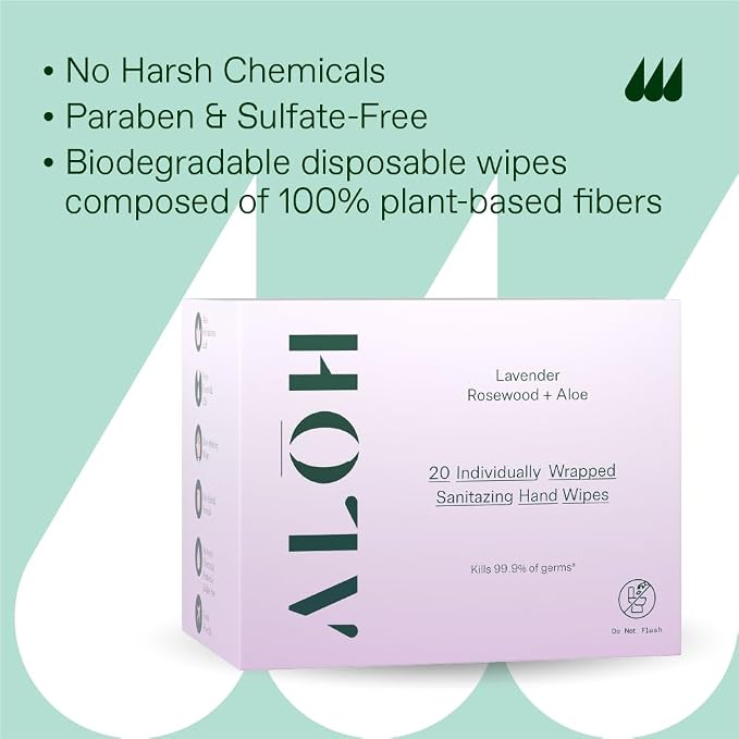 ALŌH Skin- Softening Sanitizing Hand Wipes – Lavender Rosewood + Aloe -1 box of - Image 5