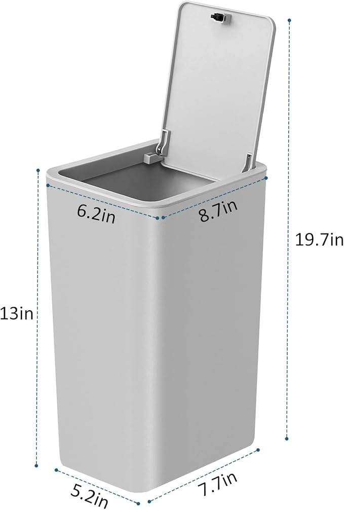 TIPGO Bathroom Trash Can with Lid, 10 Liter/ 2.6 Gallon Slim Garbage Can - Image 7