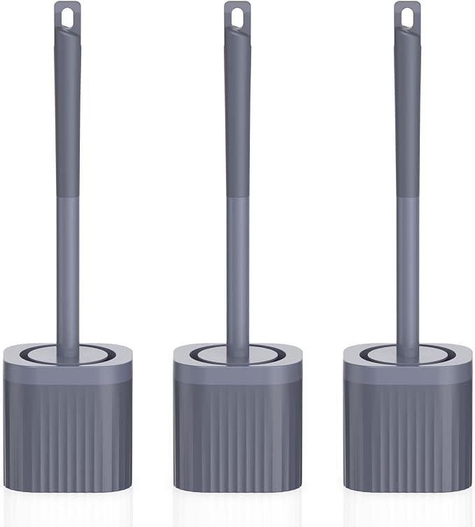 Toilet Brush, Compact Toilet Brush and Holder Set by EZKEY