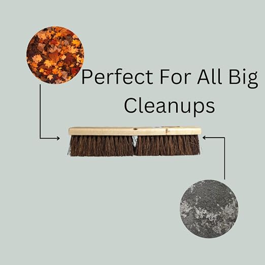 Bristles 4218 18” Outdoor Push Broom Head – Heavy Duty Hardwood Block, Rough - Image 4