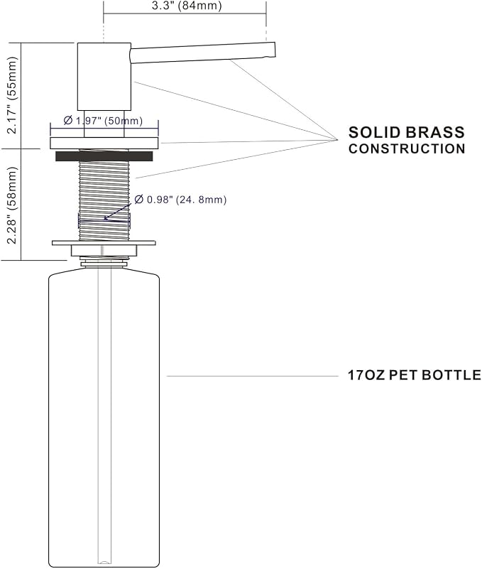 Brushed Gold All Brass Sink Soap Dispenser - Image 9