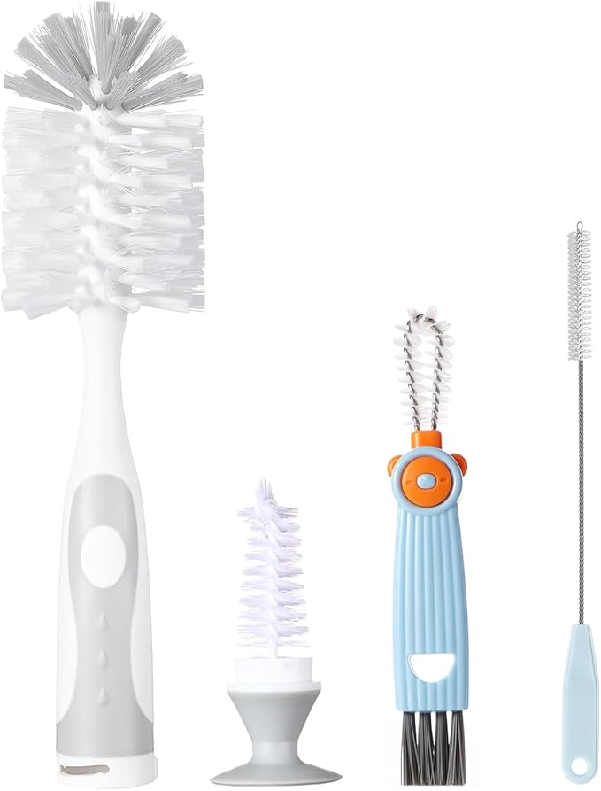 Baby Bottle Brush Set 4 in 1, Baby Bottle Cleaner, by AnivonaDirect