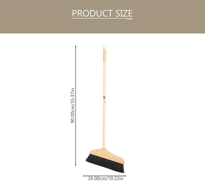 Mikikit Horsehair Broom with Long Handle Soft Pine Bristles Anti-Static Home - Image 4