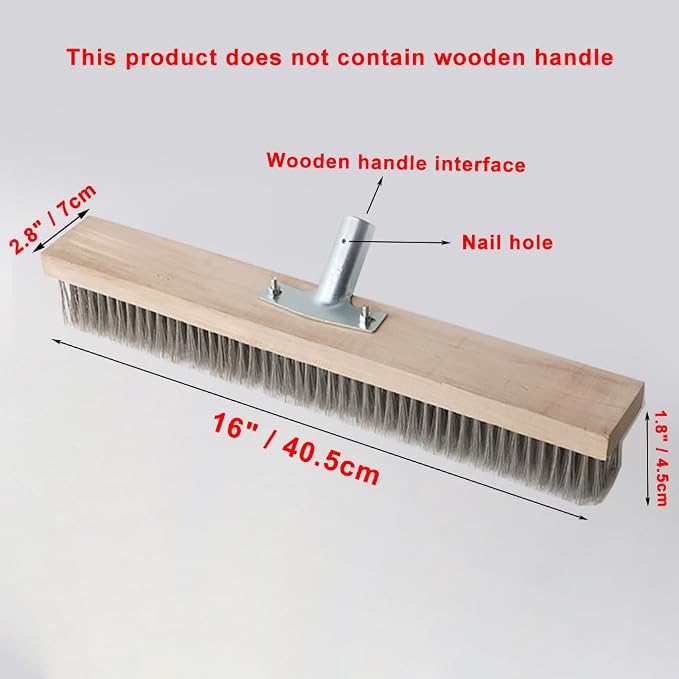 16" Heavy-Duty Rough Surface Floor Brush, Stainless Steel Wire Large Deck Scrub - Image 2