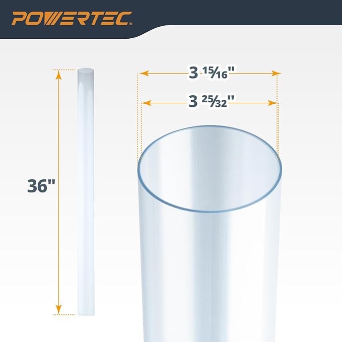 POWERTEC Clear PVC Pipe 4" x 36" Long, 2PK Plastic Tubing and 5PK Pipe Straps - Image 6