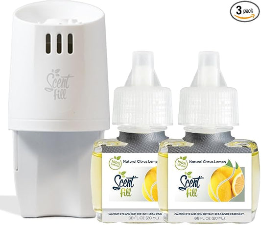 Scent Fill 100% Natural Lemon & Citrus Plug in Air Freshener, Scented Oil by ScentFill