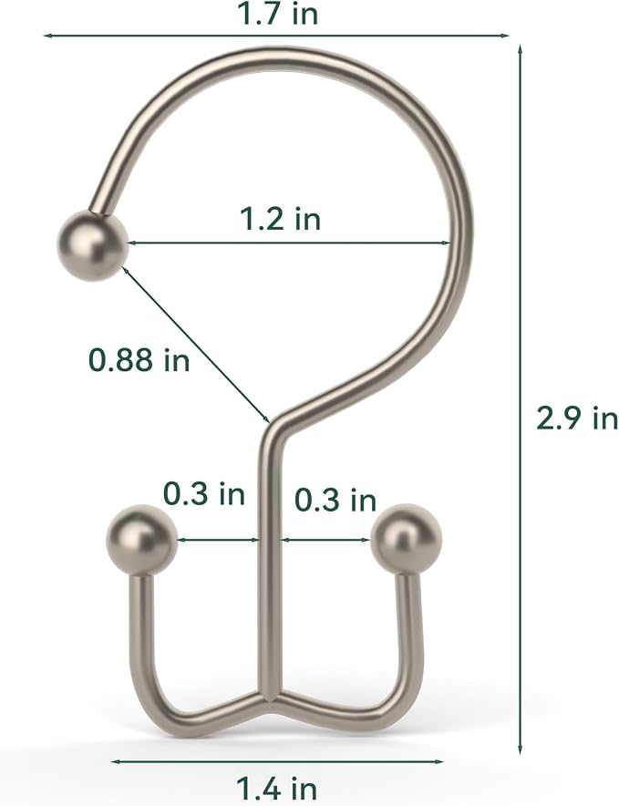 Goowin Shower Curtain Hooks, Durable Shower Curtain Rings Rust Proof, Double - Image 4