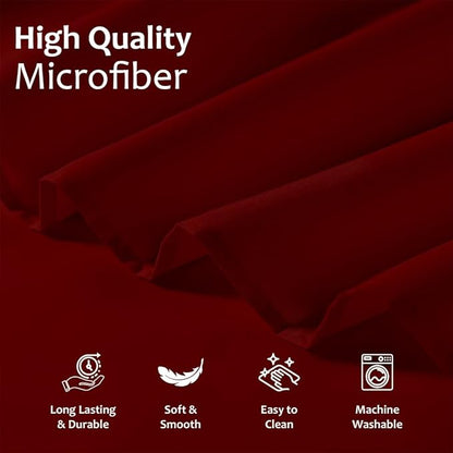 Shreem Linen Ruffled Bed Skirt with Split Corners, Gathered Style, 100% Microfiber, 10-Inch Drop, Dust Ruffle Bedskirt with Platform, Full-XL, Burgundy