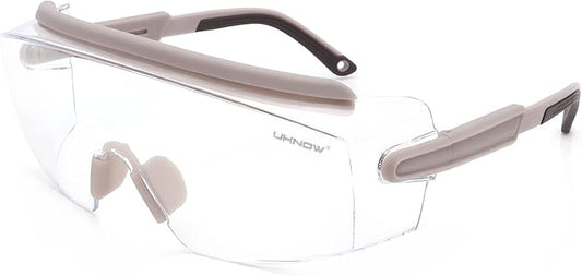 UKNOW Safety Goggles Over Glasses, Safety Glasses Anti Fog Wraparound Eye by UKNOW