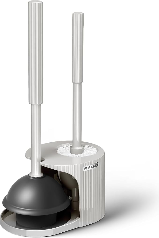 2 in 1 Toilet Plunger and Brush Set, Extended Handle Plunger, Toilet Bowl Brush by FORASTO