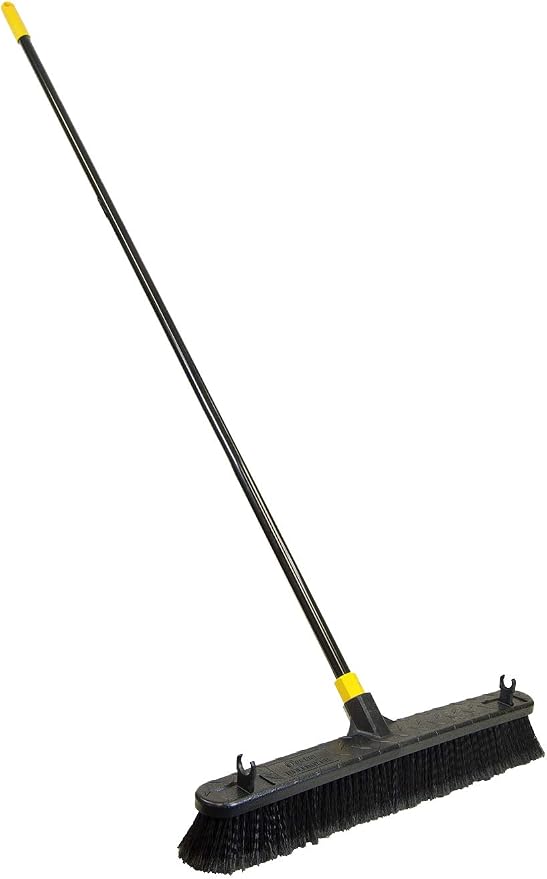 Quickie Cleaning Bulldozer 24-Inch Push Broom, 60-Inch Steel Handle, Smooth - Image 2