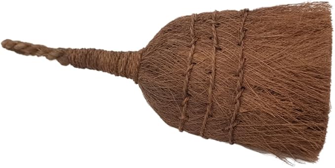 Palm Fiber Handheld Small Broom, Natural Bristle, Handmade Mini Fireplace Broom - Image 4
