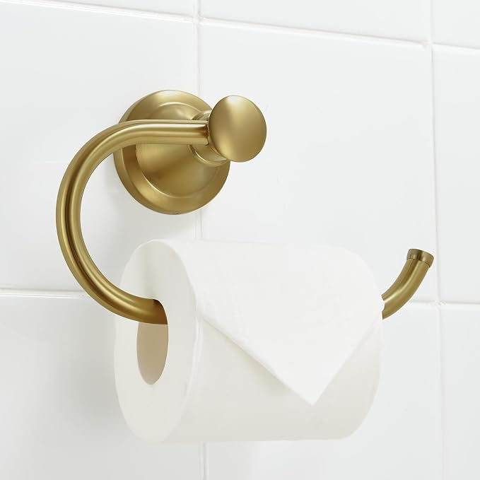 BESy Brushed Gold Toilet Tissue Paper Holder Brushed Gold Bathroom Accessories - Image 6