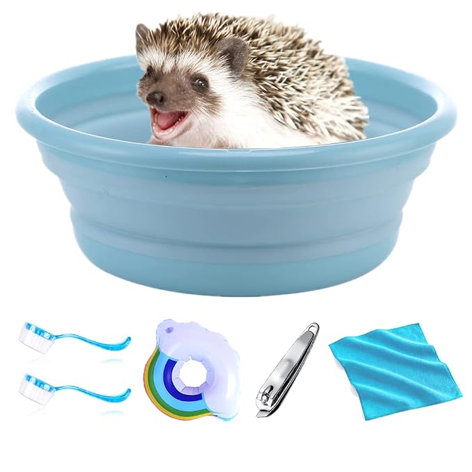 Hedgehog Bath Supplies Kit, Bathtub and Cleaning Brush by WOLEDOE