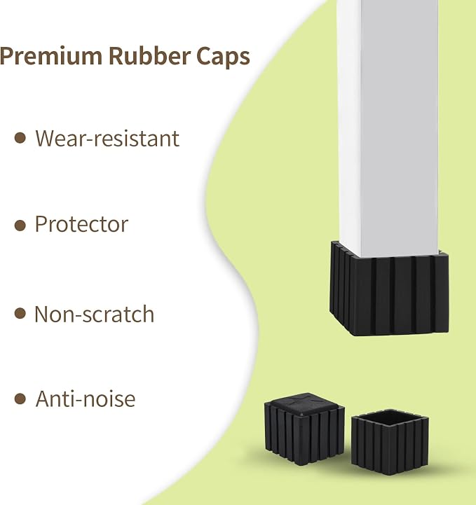 Flyshop Anti-Skid Non-Marking Synthetic Rubbr Patio Chair Table Leg Caps Square - Image 5