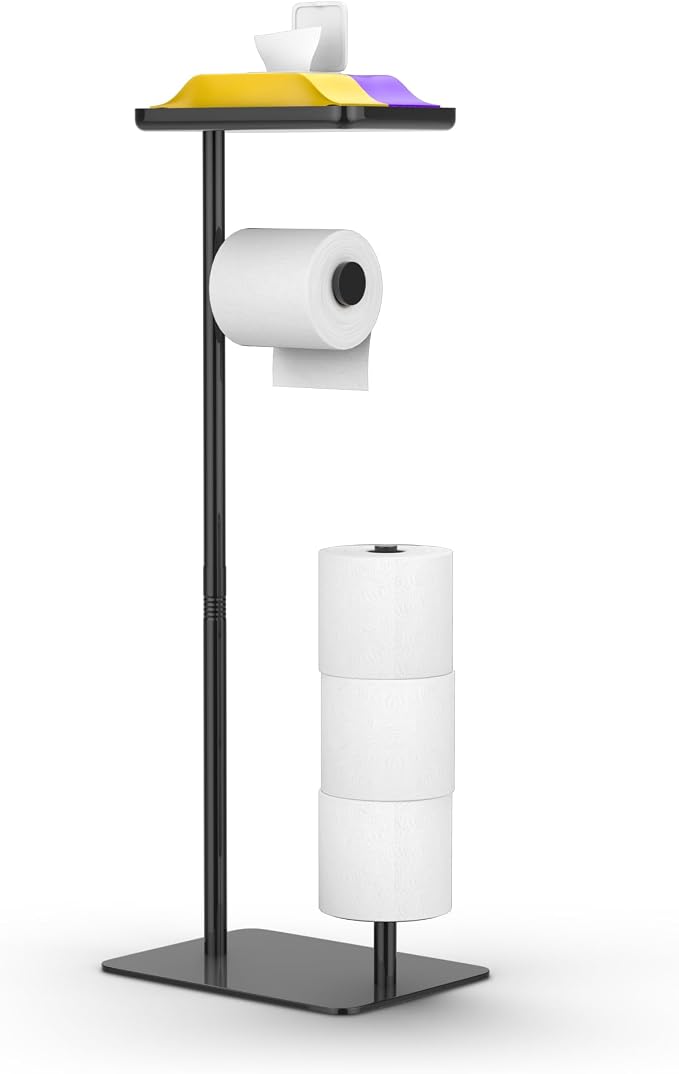 Day Moon™ Matte Black Toilet Paper Holder Free Standing Toilet Paper Holder by DayMoonDesigns