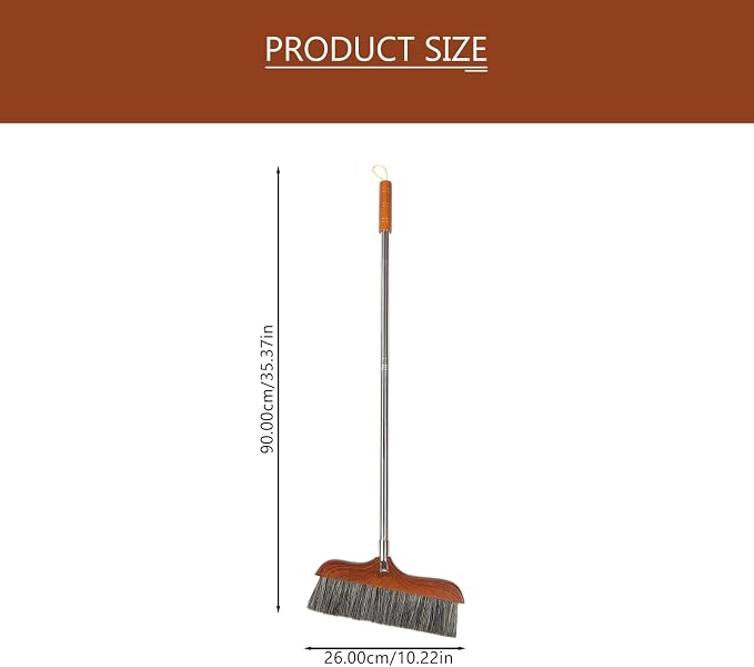 Yardwe Horse Hair Soft Bristle Broom Wooden Handle Angle Broom Floor Cleaning - Image 3